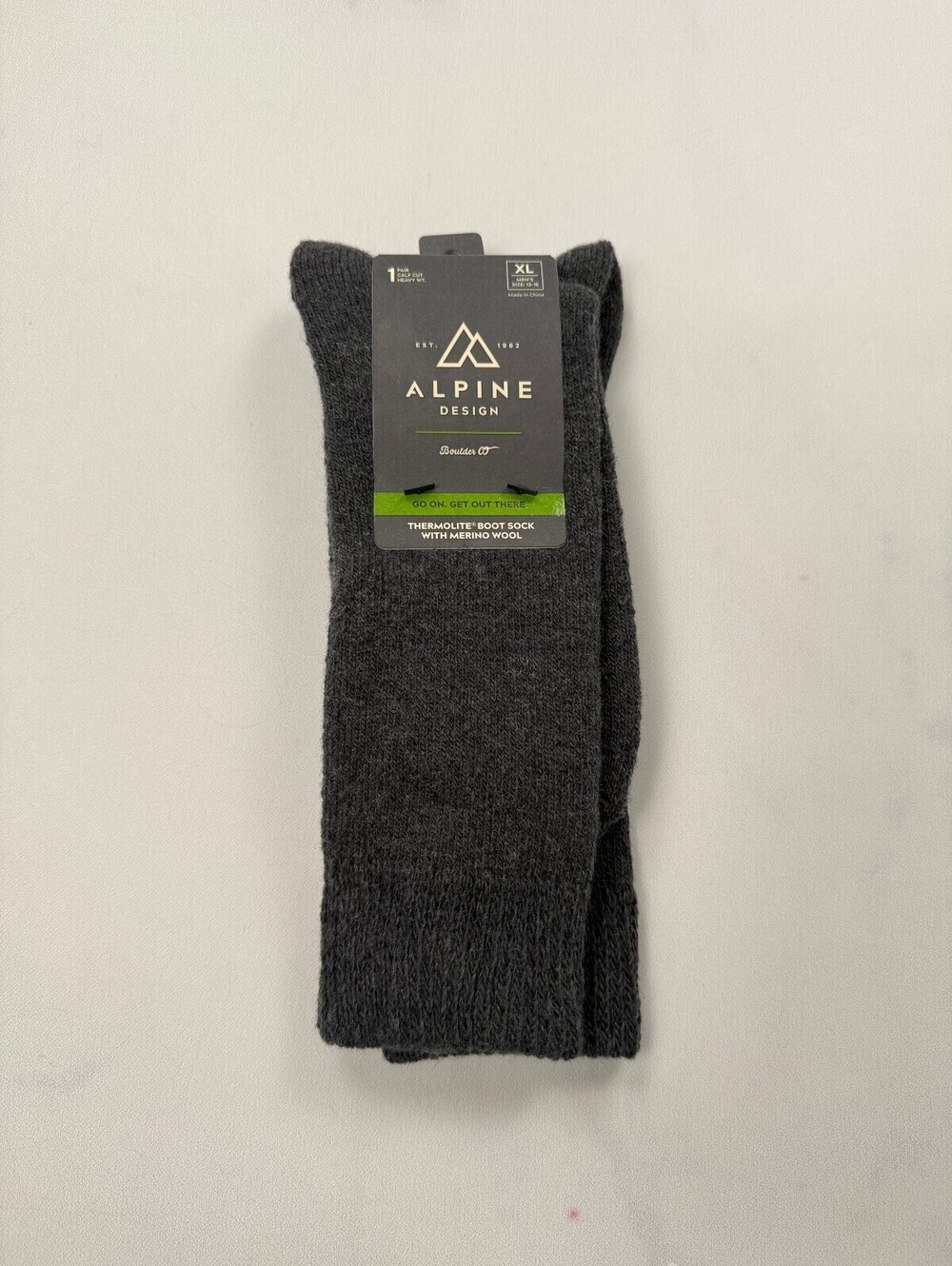 Alpine Design Socks Gray Modern Classic Style - Mens XL 13 - 15 NWT